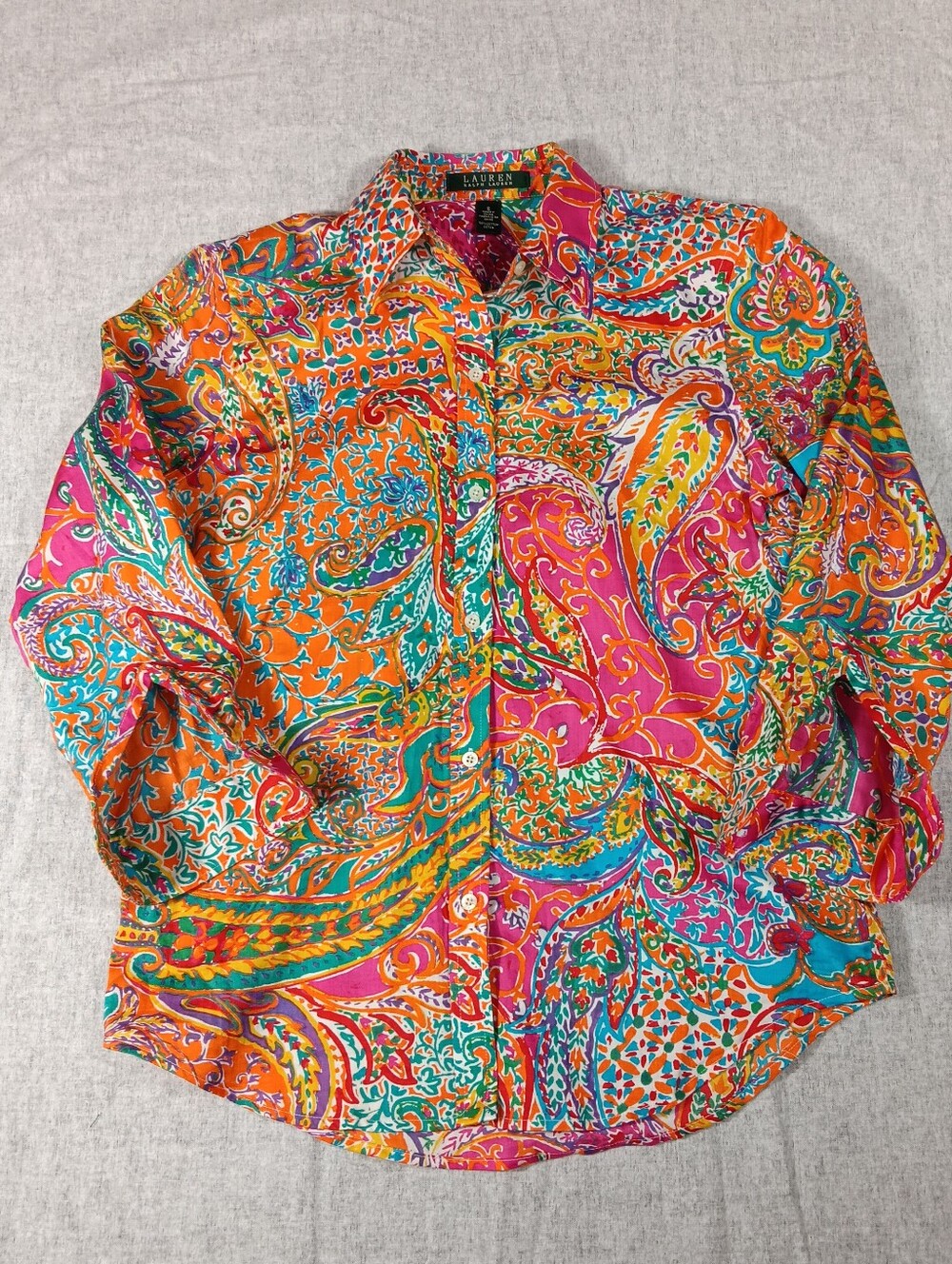 Lauren Ralph Lauren Multicolor Paisley Button Front Shirt Size S
